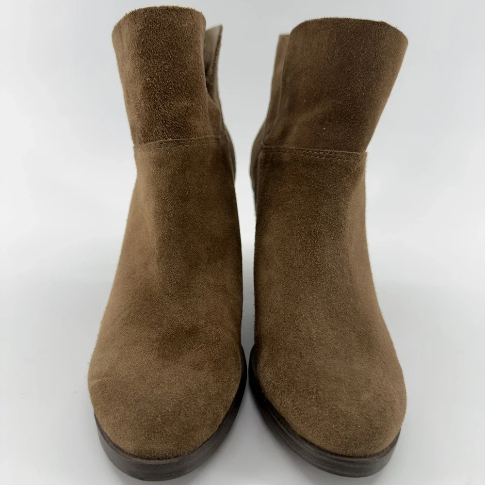 Vince Camuto Brown Suede Split‎ Shaft Block Heel Ankle Boots 7M